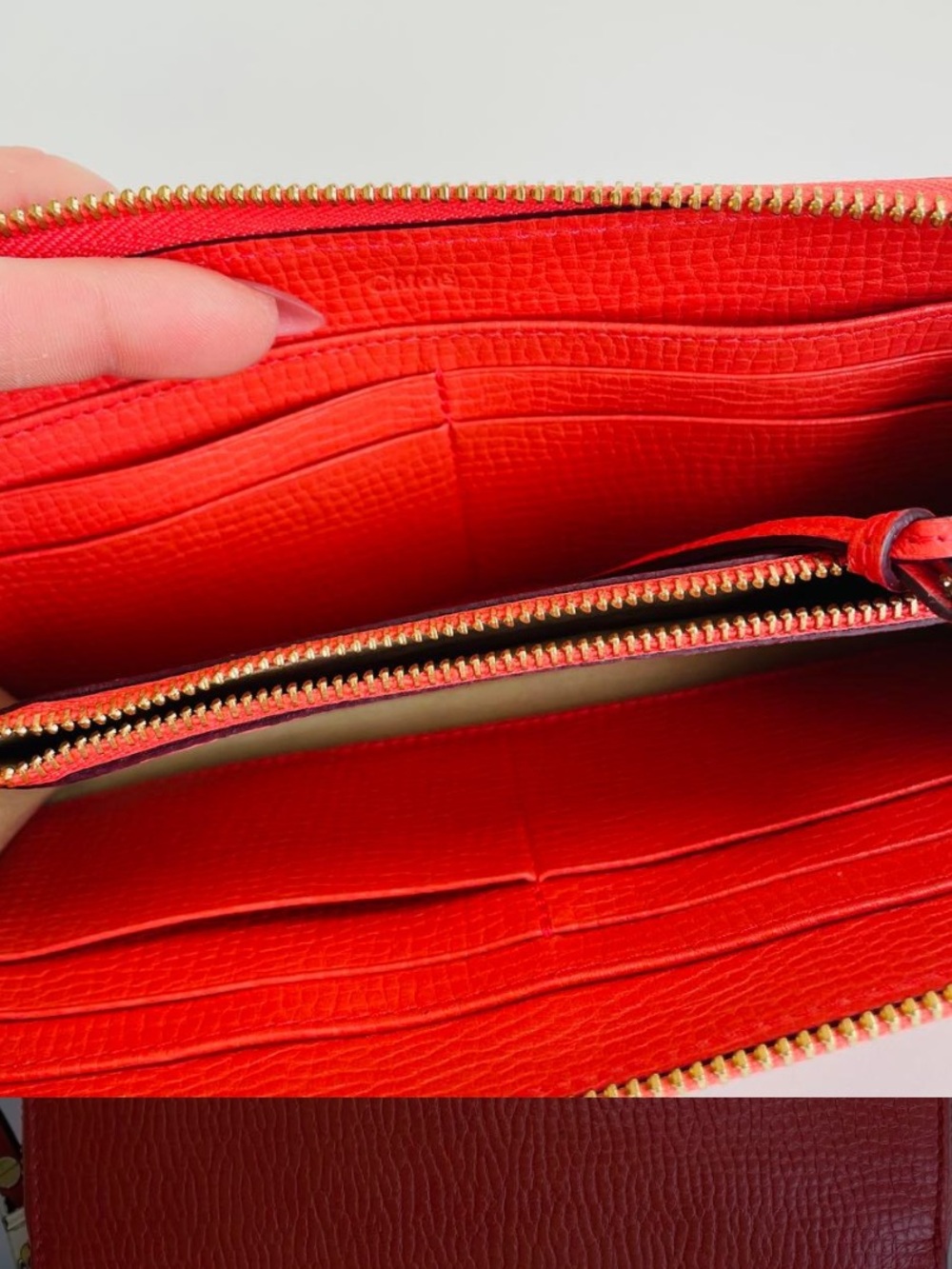 Chloe Red Zip-Around Bow Wallet - Picture 5 of 8
